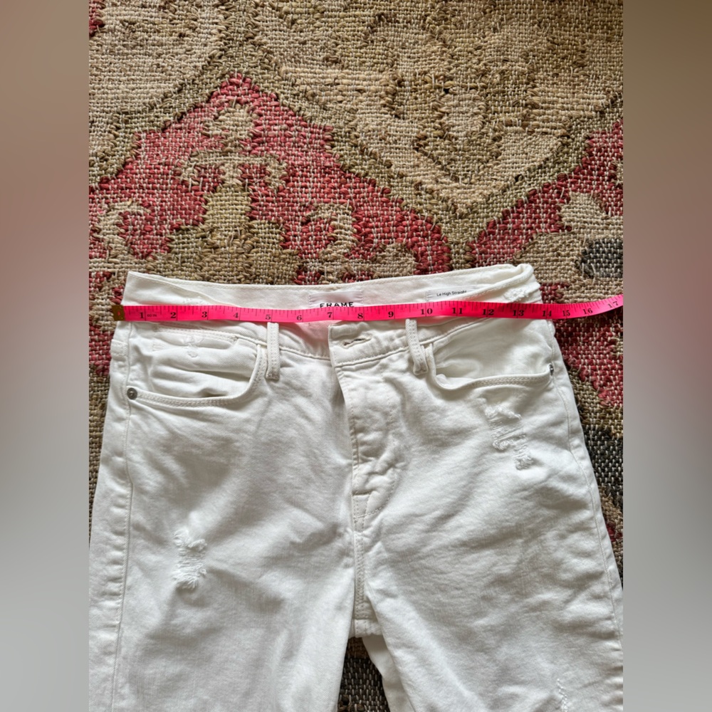FRAME Le High Straight White Fray Jeans Size 28 - Picture 11 of 15